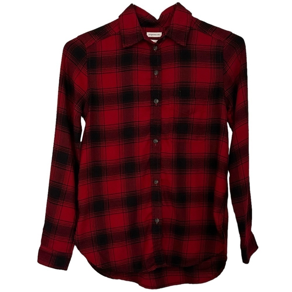 American Eagle Ahh-mazingly Soft Boyfriend Red & Black Buffalo Plaid XXS